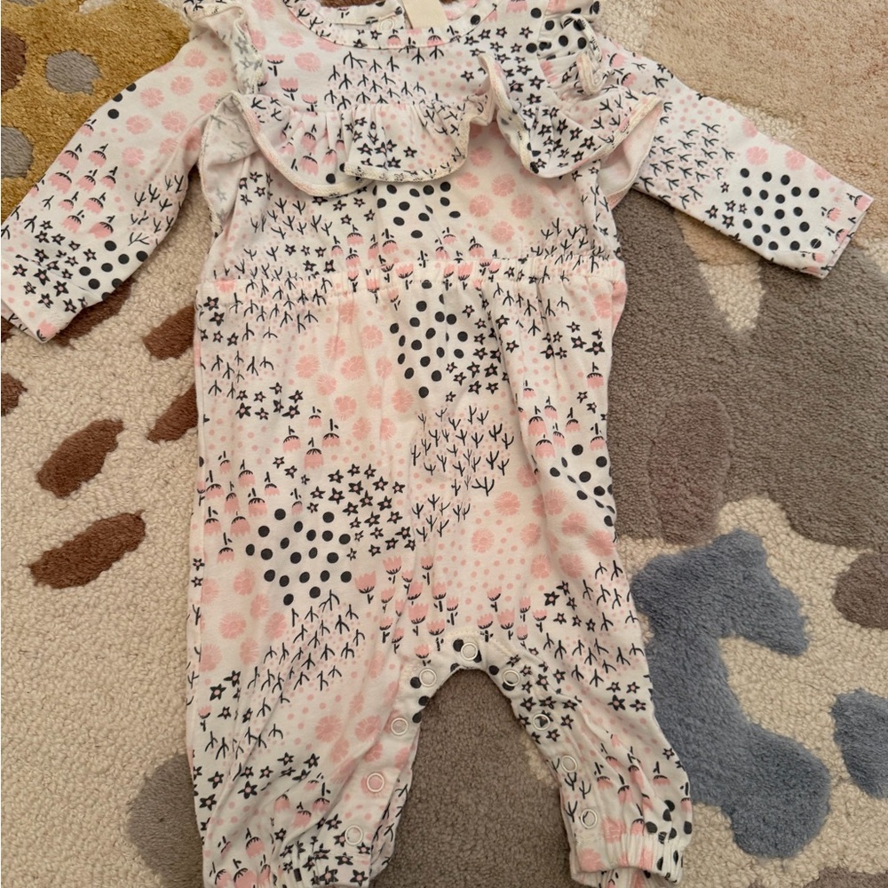 Tucker + Tate Pink and Black Printed Footie Romper